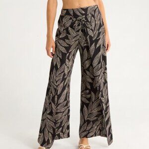 Elan Black and White Floral Wide Leg Beach Pants